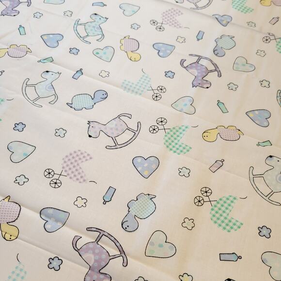 Cotton Fabric Baby Print Rocking Horse Hearts Hancock Fabrics 1 Yd x 44" Blue - Picture 6 of 11